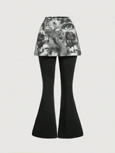 MOD Red Portrait Print Bodycon Flare Pants For Women